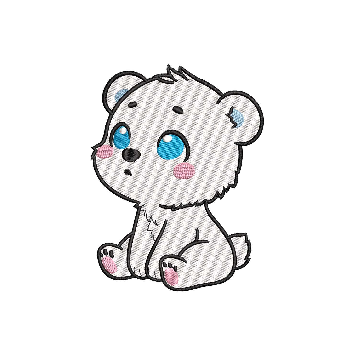 Cute white bear embroidery designs for machine - 01042402