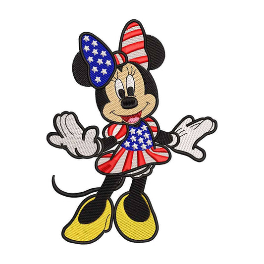 Patriotic Polka Dot Mouse Dress Embroidery Design - 010502
