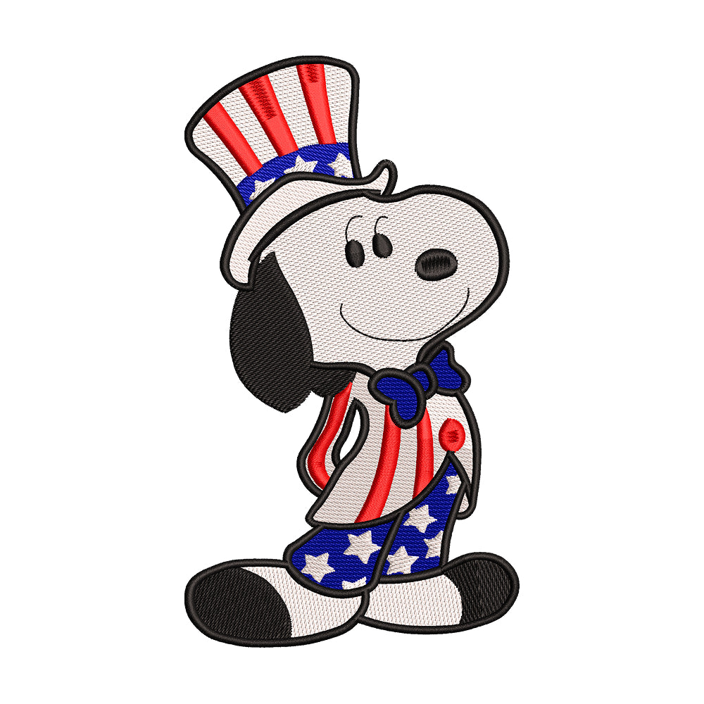 Snoopy as Uncle Sam Embroidery Design - 010506