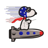 Snoopy Flying Ace on Rocket Embroidery Design - 010508