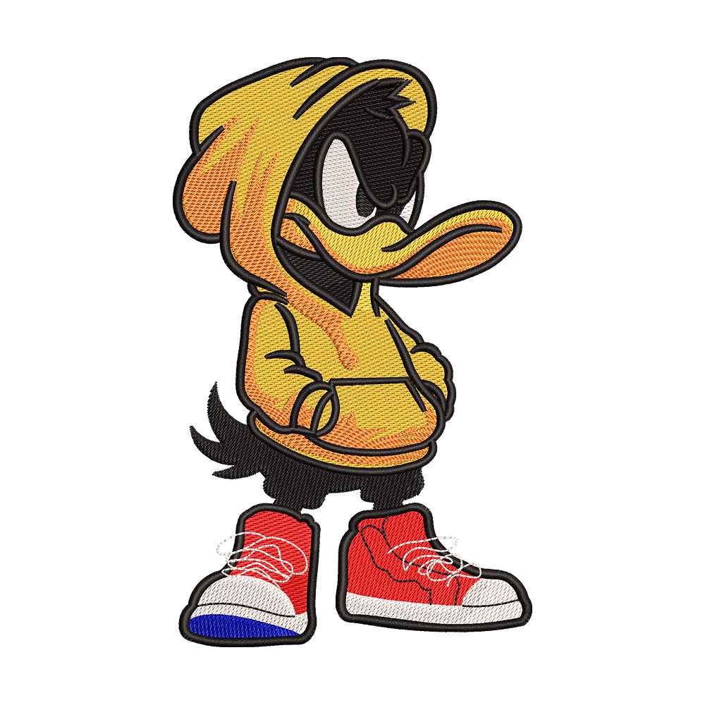 Streetwear Black Angry Duck Embroidery Design - 010513