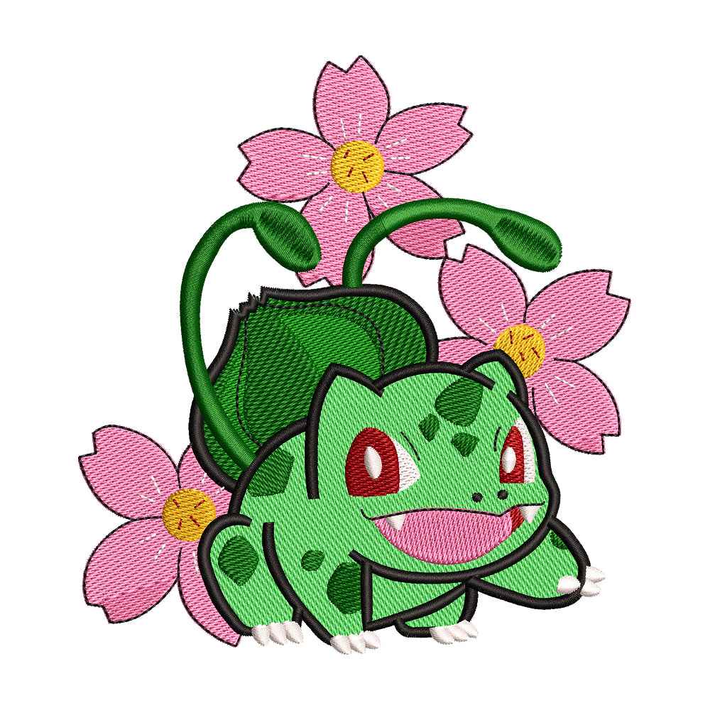 Plant Dinosaur Monster with Cherry Blossoms Embroidery Design - 010520