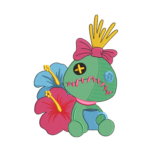 Scrump with Tropical Flowers Embroidery Design - 010527