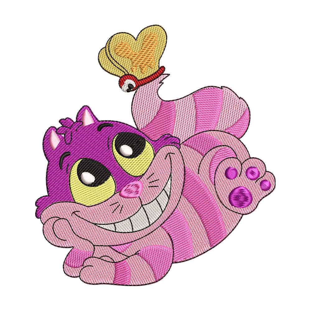 Cheshire Cat Lounging Embroidery Design - 010532