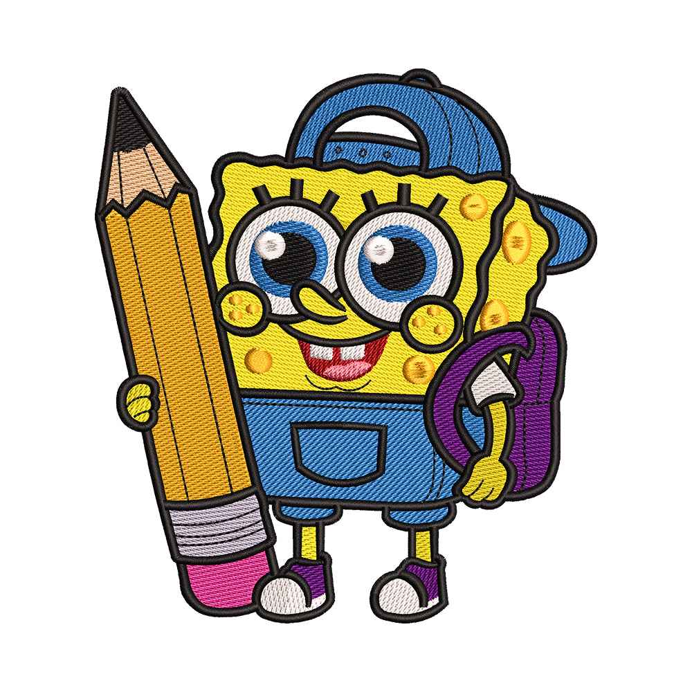 Back to School Yellow Sea Sponge Embroidery Design - 010553