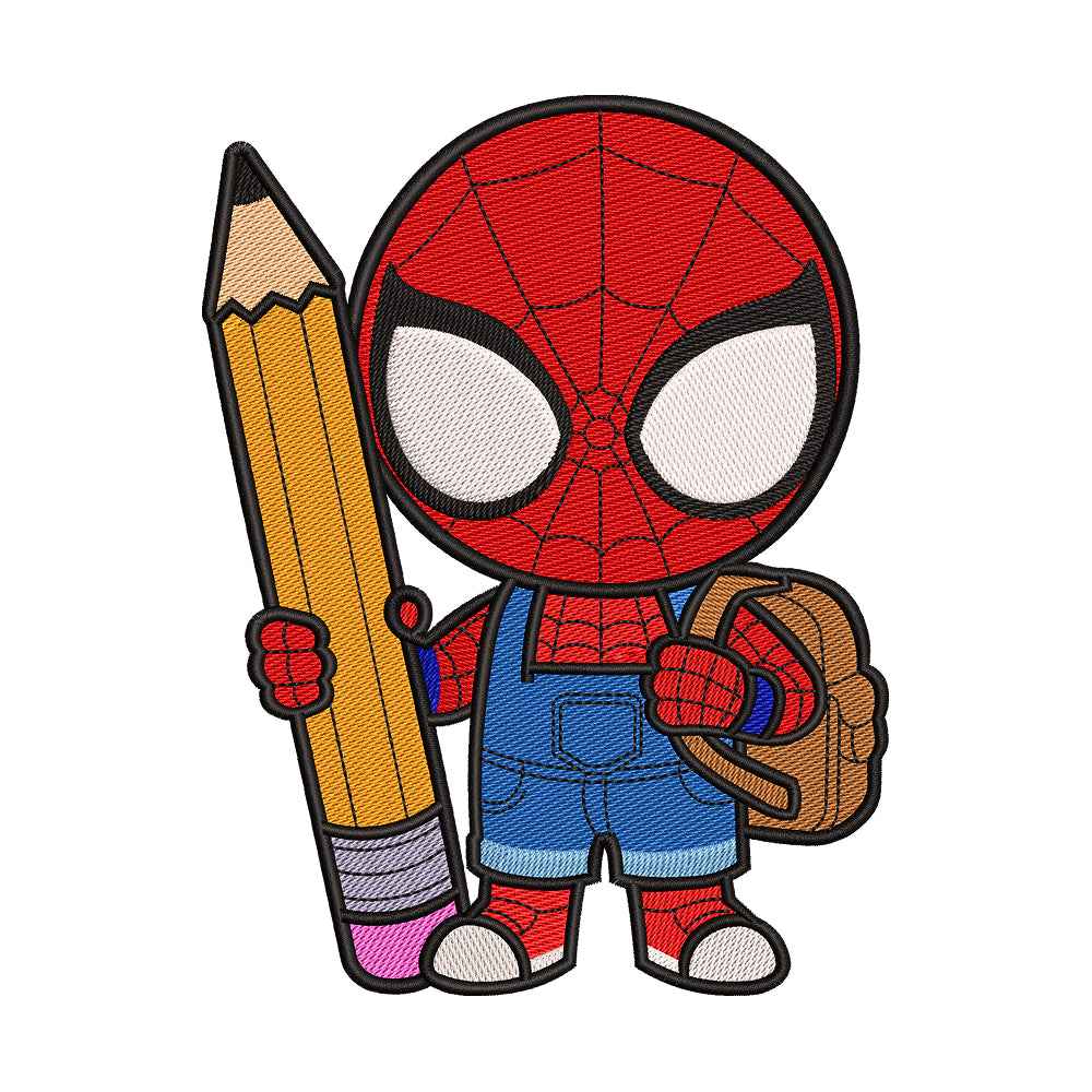 Back to School Spider Superhero Embroidery Design - 010555