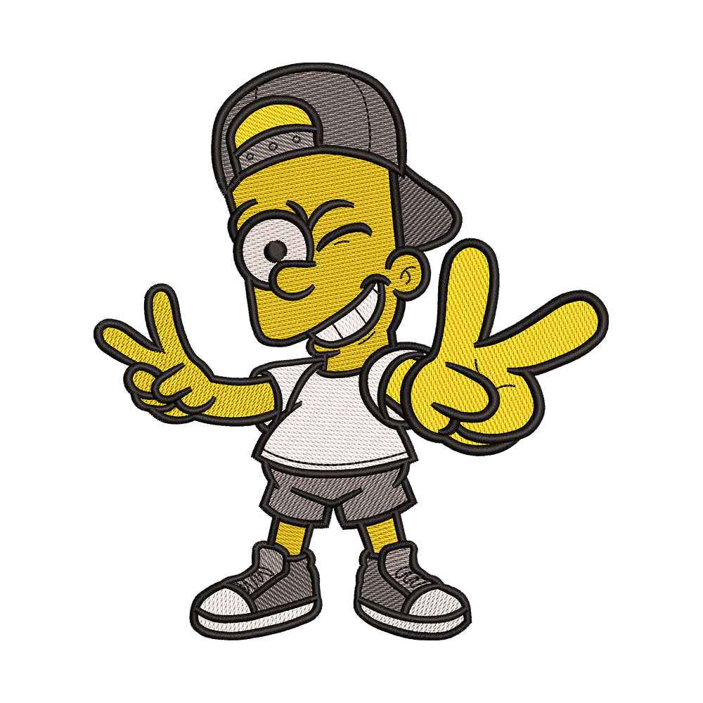 Cool Mischievous Skater Boy Embroidery Design - 010556