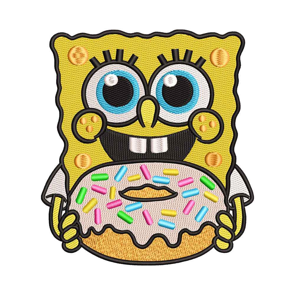 Yellow Sea Sponge with Donut Embroidery Design - 010560