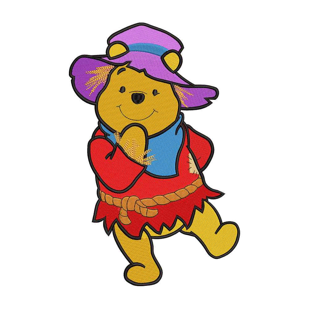 Scarecrow Cute Yellow Bear Embroidery Design - 010569