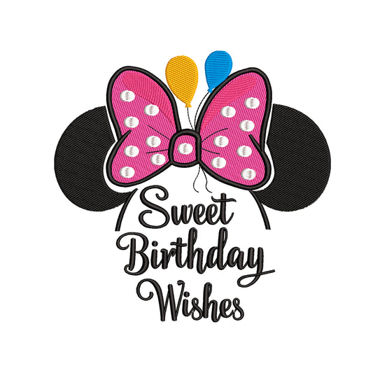 Sweet Birthday Wishes embroidery designs Minnie - 010902
