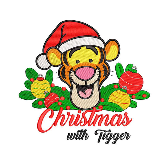 Christmas with Bouncing Orange Tiger embroidery designs - 010914