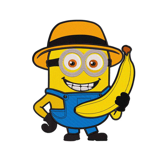 Machine embroidery designs Yellow Pill Worker with banana - 011029
