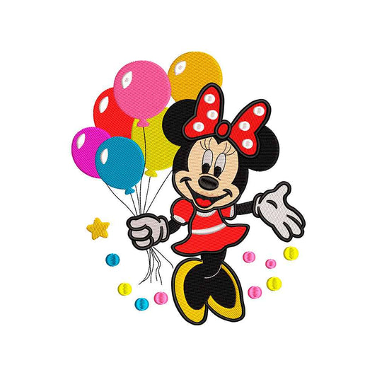 Polka Dot Mouse embroidery designs birthday - 011049