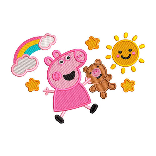 Machine embroidery designs Pink Cute Pig - 011060