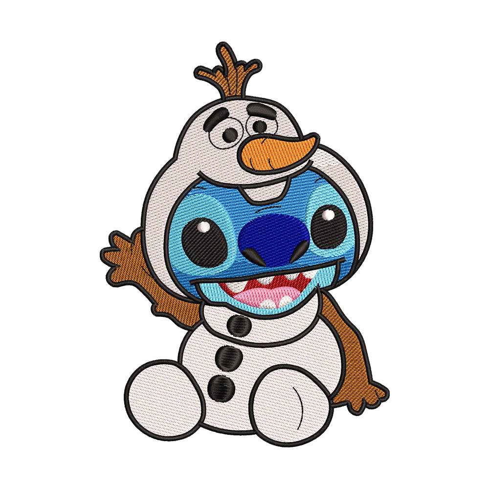 Blue Alien Pet as Living Snowman Embroidery Design - 02060105