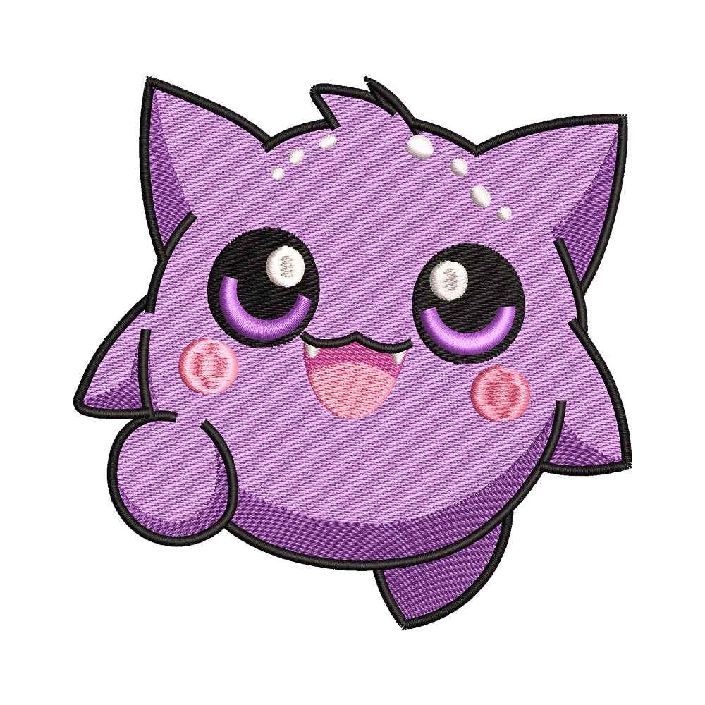 Kawaii Purple Ghost Monster Catchable Monster Embroidery Design - 020601100