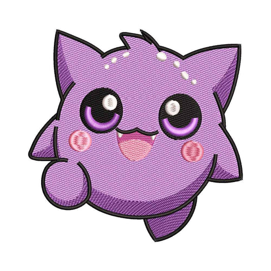 Kawaii Purple Ghost Monster Catchable Monster Embroidery Design - 020601100