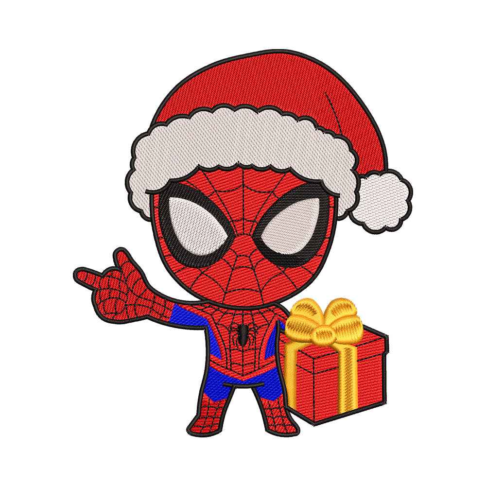 Christmas Chibi Spider Superhero Embroidery Design - 02060112