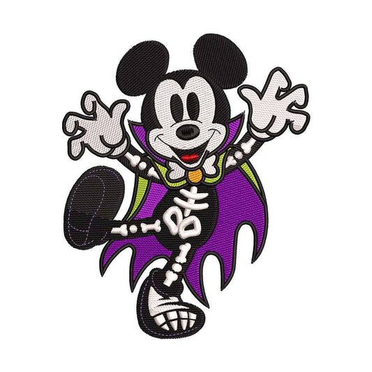 Halloween Classic Cartoon Mouse Skeleton Costume Embroidery Design - 02060116