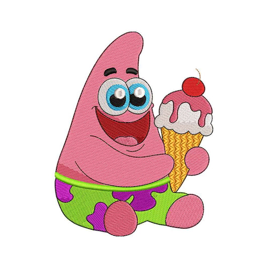 Pink Sea Star with Ice Cream Cone Embroidery Design - 02060122