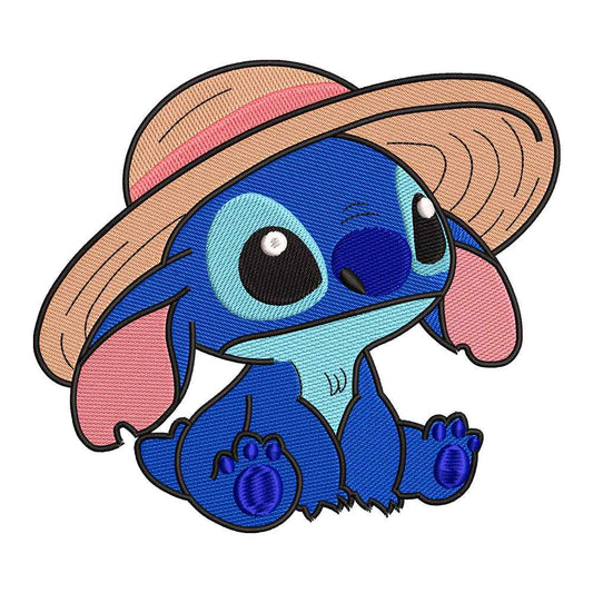 Blue Alien Pet with Sun Hat Embroidery Design - 02060137