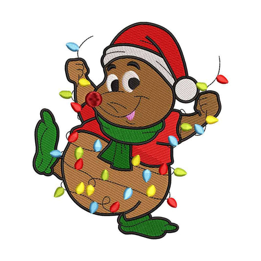 Cute Creature Tangled in Christmas Lights Embroidery Design - 02060143