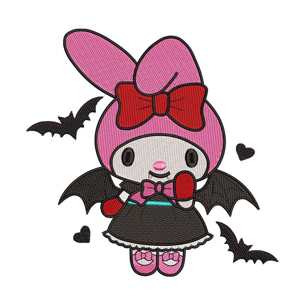 Halloween Vampire Sweet Pink Rabbit Embroidery Design - 02060145