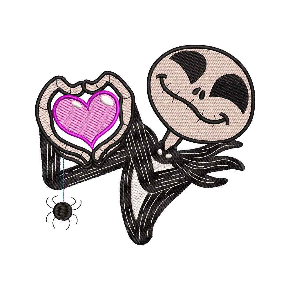 Skeleton Pumpkin King Heart Hands Embroidery Design - 02060147