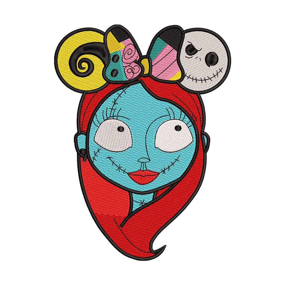 Ragdoll Girl with Nightmare Before Christmas Ears Embroidery Design - 02060149
