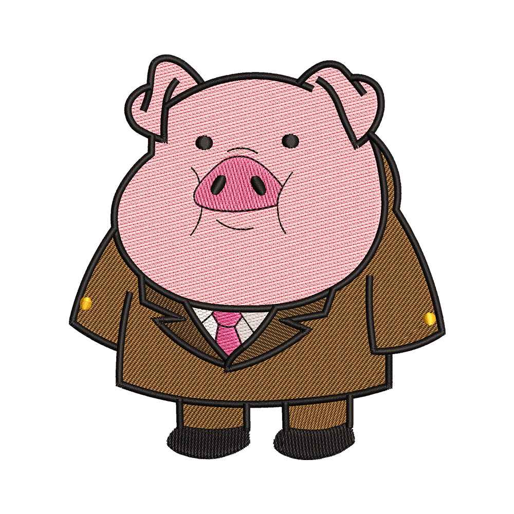 Cute Pet Pig the Pig in a Suit Embroidery Design - 02060156