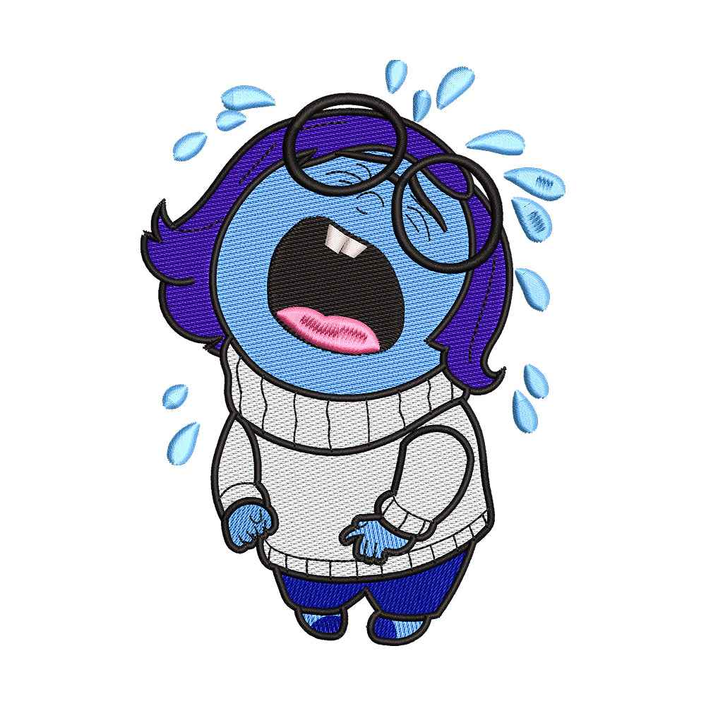 Crying Blue Emotion Character from Inside Out Embroidery Design - 02060160