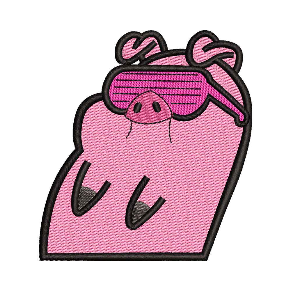 Cute Pet Pig with Shutter Shades Embroidery Design - 02060164