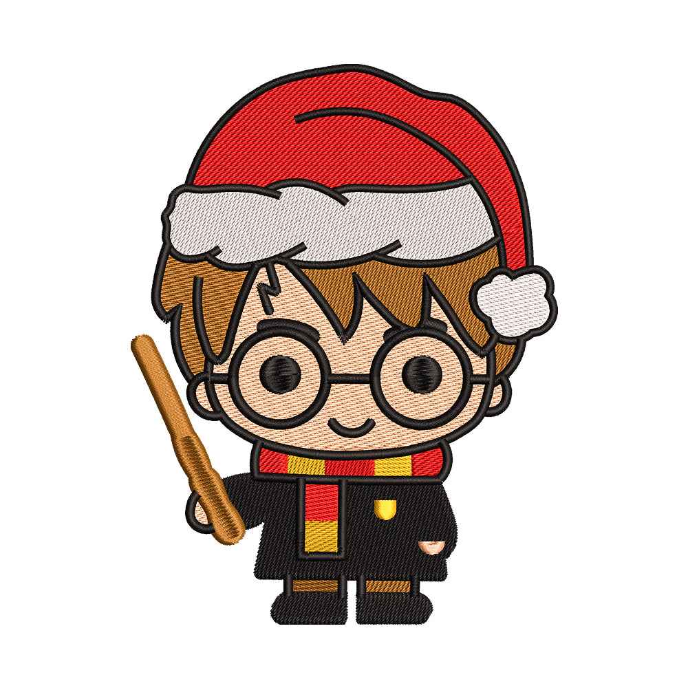 Christmas Boy Wizard Chibi Embroidery Design - 02060171