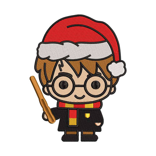 Christmas Boy Wizard Chibi Embroidery Design - 02060171