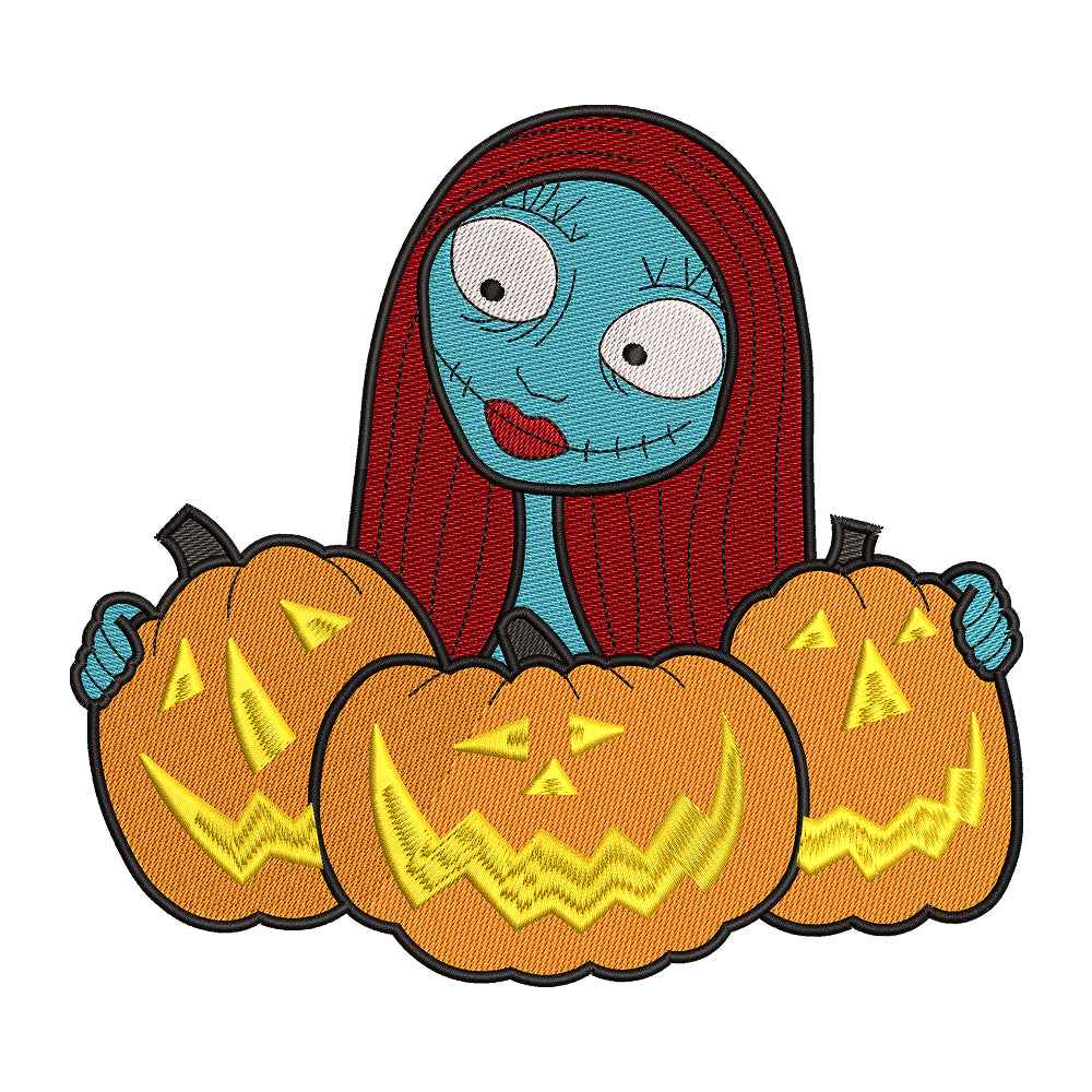 Ragdoll Girl with Pumpkins Embroidery Design - 02060172