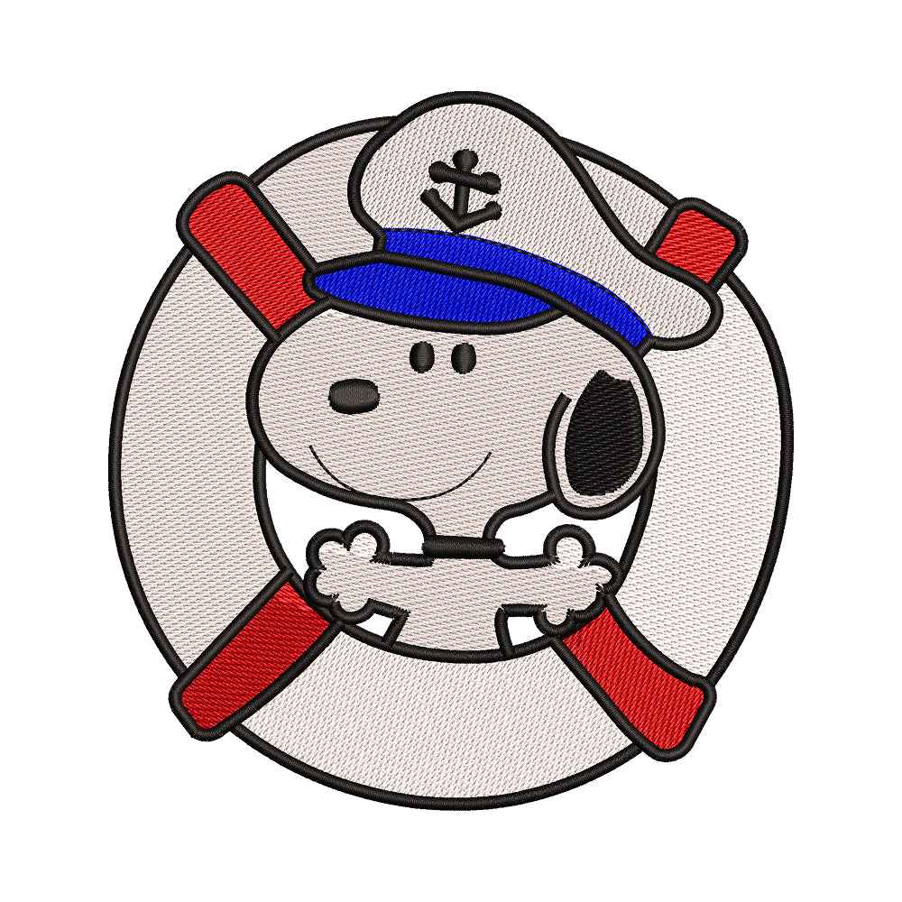 Sailor Cute Beagle Dog with Life Preserver Embroidery Design - 02060174