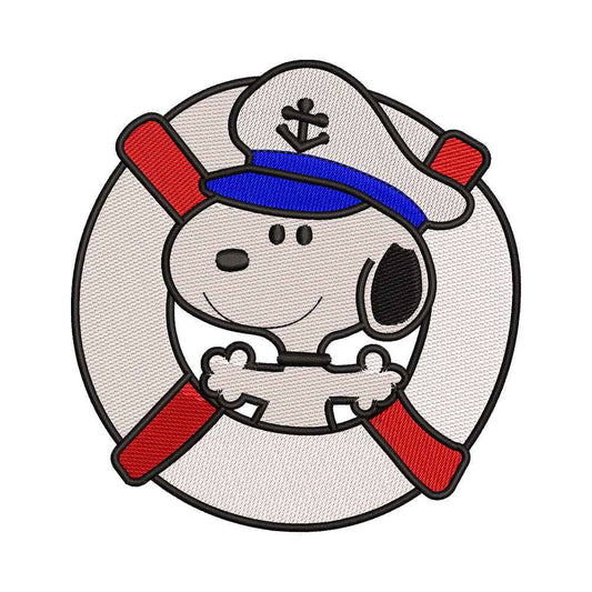 Sailor Cute Beagle Dog with Life Preserver Embroidery Design - 02060174
