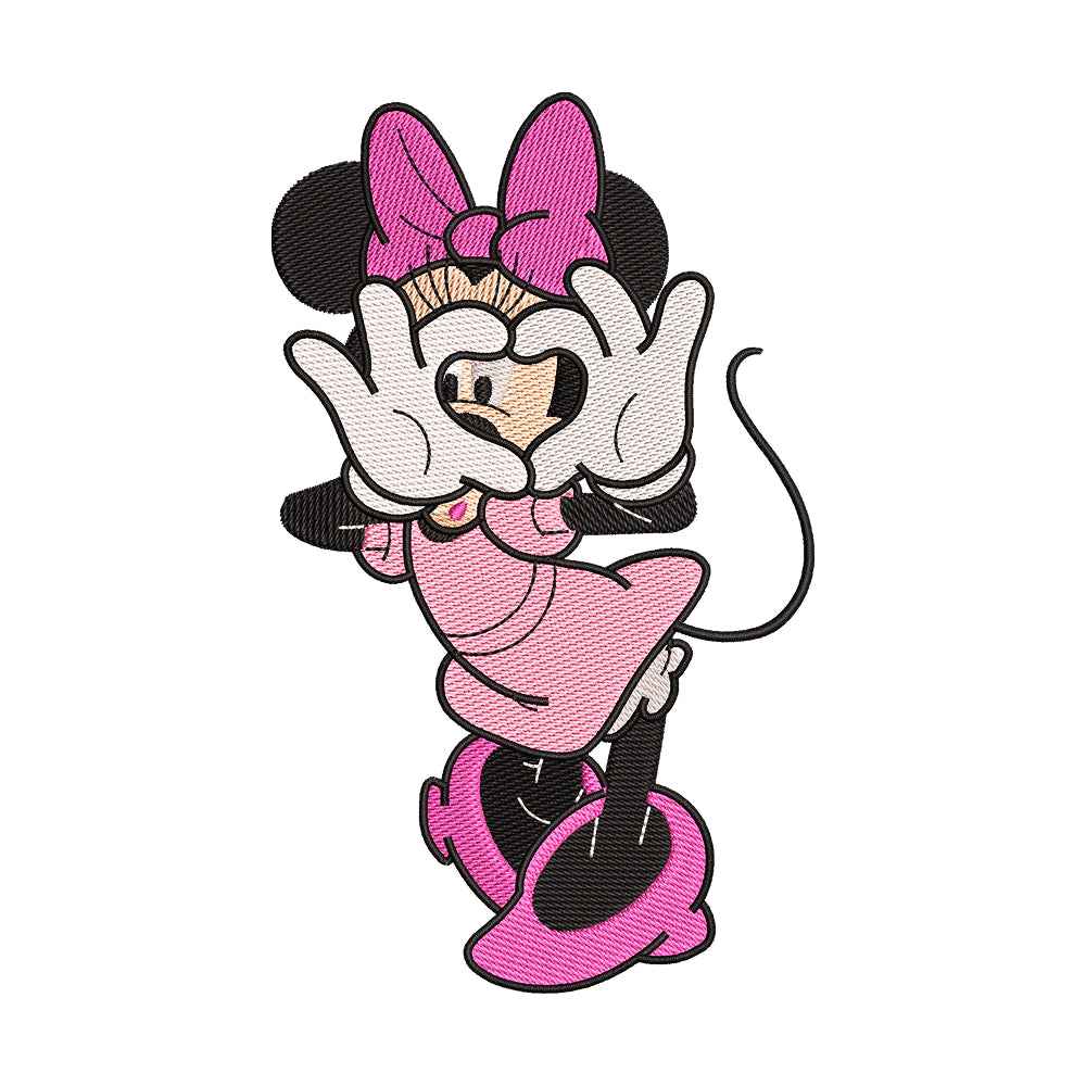 Polka Dot Mouse Heart Hands Embroidery Design - 02060177
