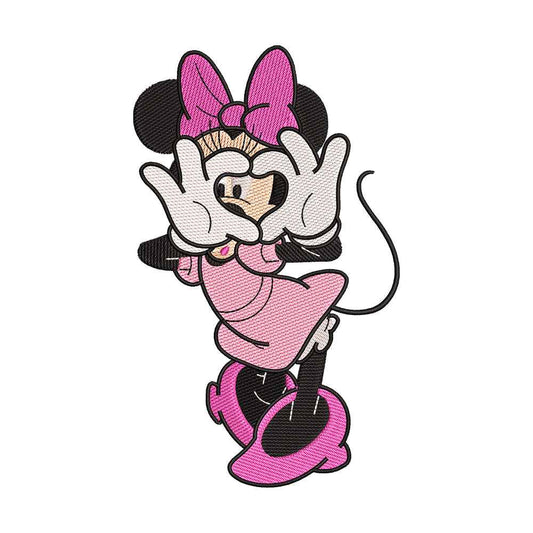 Polka Dot Mouse Heart Hands Embroidery Design - 02060177
