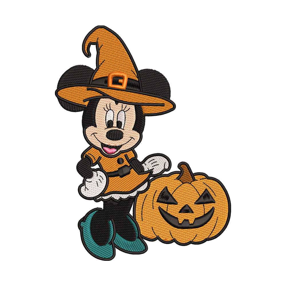 Halloween Witch Polka Dot Mouse Embroidery Design - 02060178