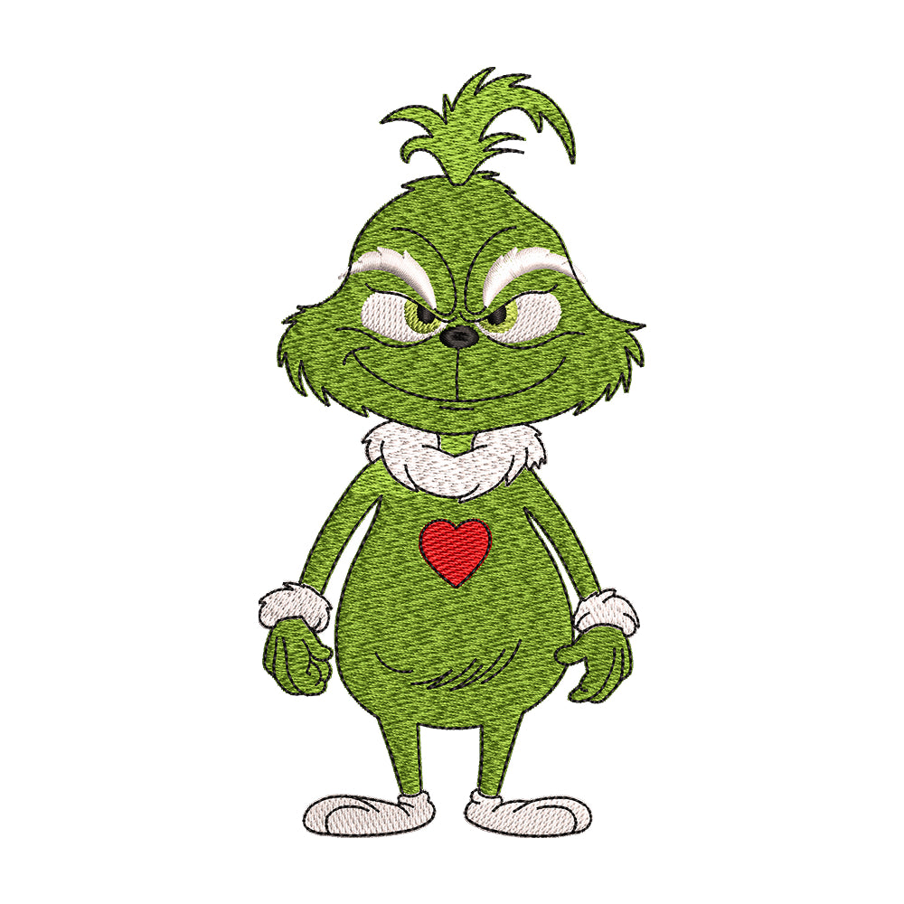 Young Grinch with Heart Embroidery Design - 02060180