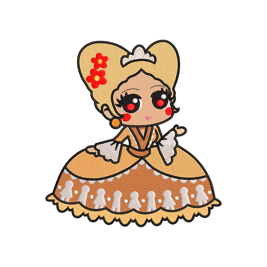 Cute princess embroidery design for machine - 021244