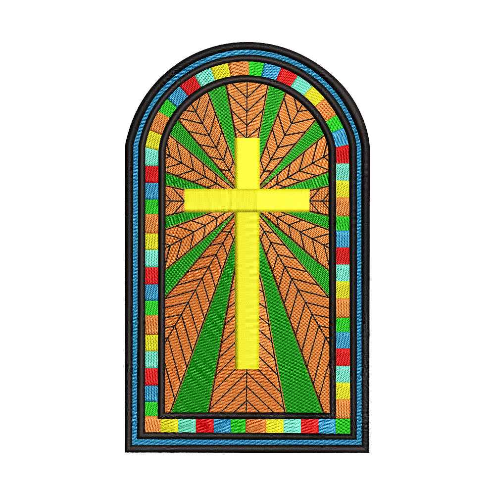 Stained Glass Cross embroidery designs for machine - 021258