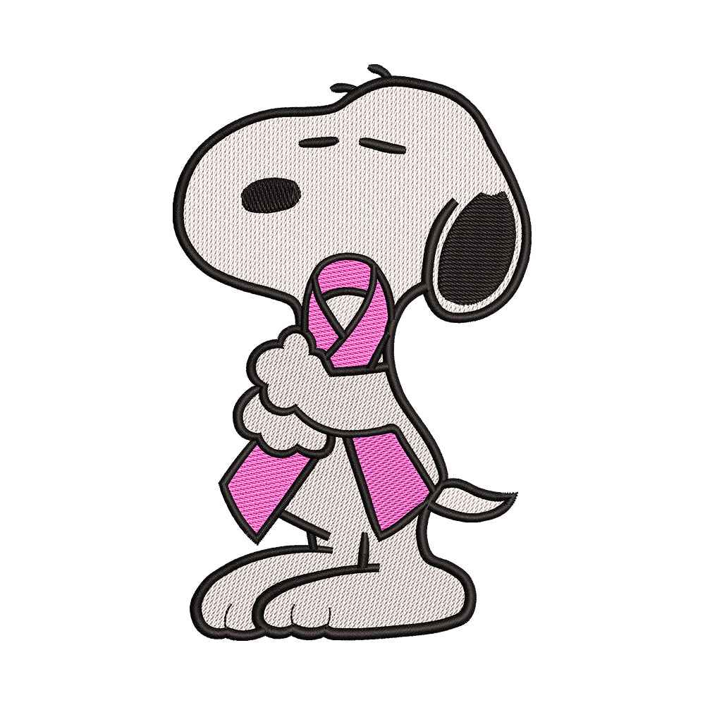 Cute Beagle Dog Breast Cancer Awareness embroidery designs for machine - 021269