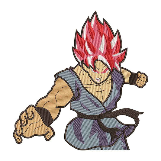 Spiky Hair Fighter Super Saiyan God embroidery designs for machine - 021273