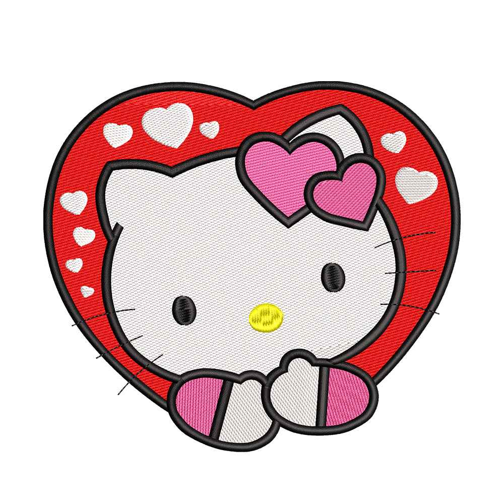 Cute White Cat embroidery designs for machine - 021288