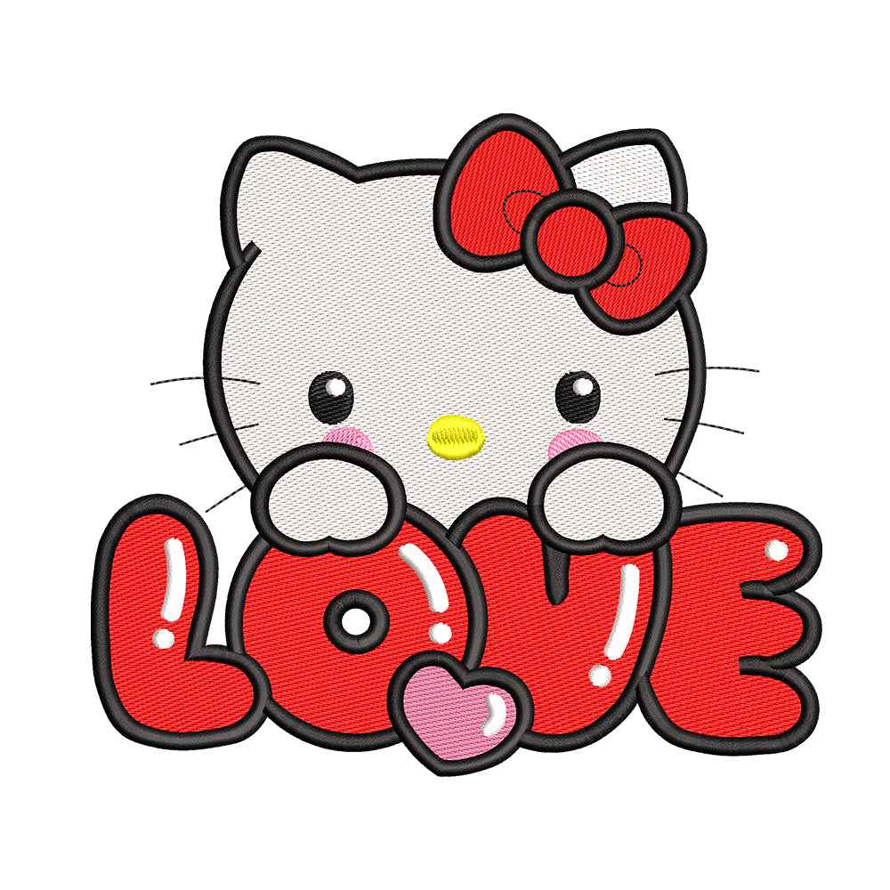 Cute White Cat embroidery designs for machine - 021290