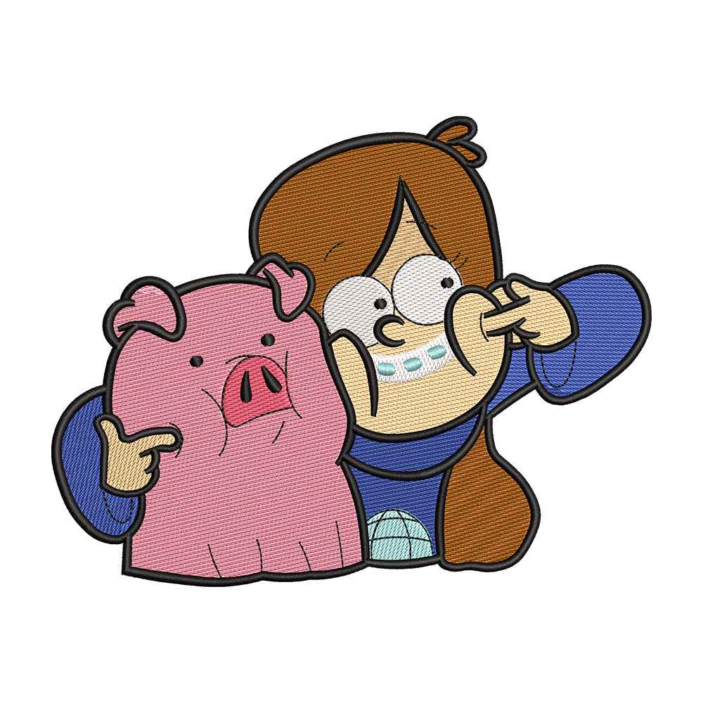 Mabel and Cute Pet Pig embroidery designs for machine - 021297