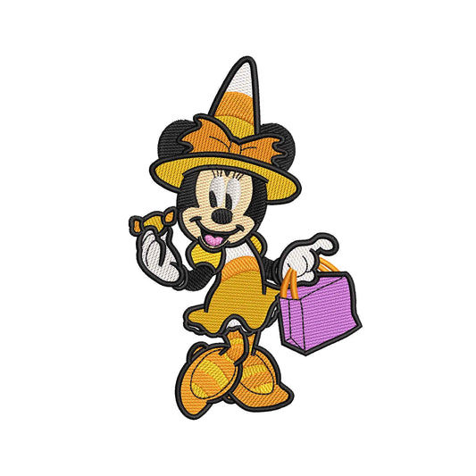 Halloween embroidery designs Polka Dot Mouse wearing candy corn dress - 05052404