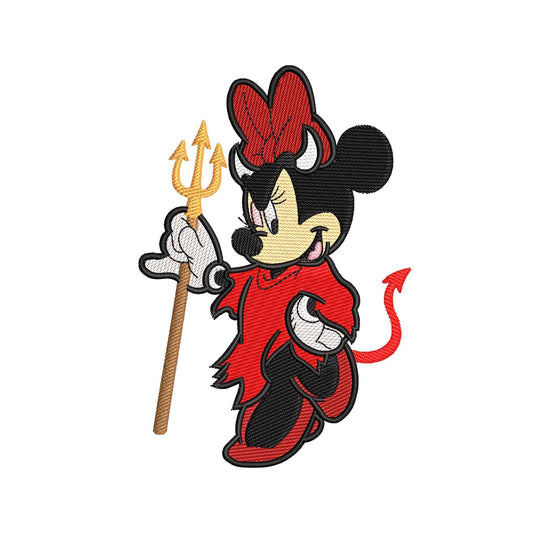 Halloween embroidery designs Polka Dot Mouse wearing devil dress - 05052405